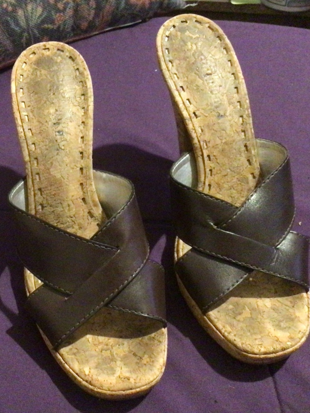 Preowned fair Condition Brown Gianni Bini Slip on Cork Heel 7.5